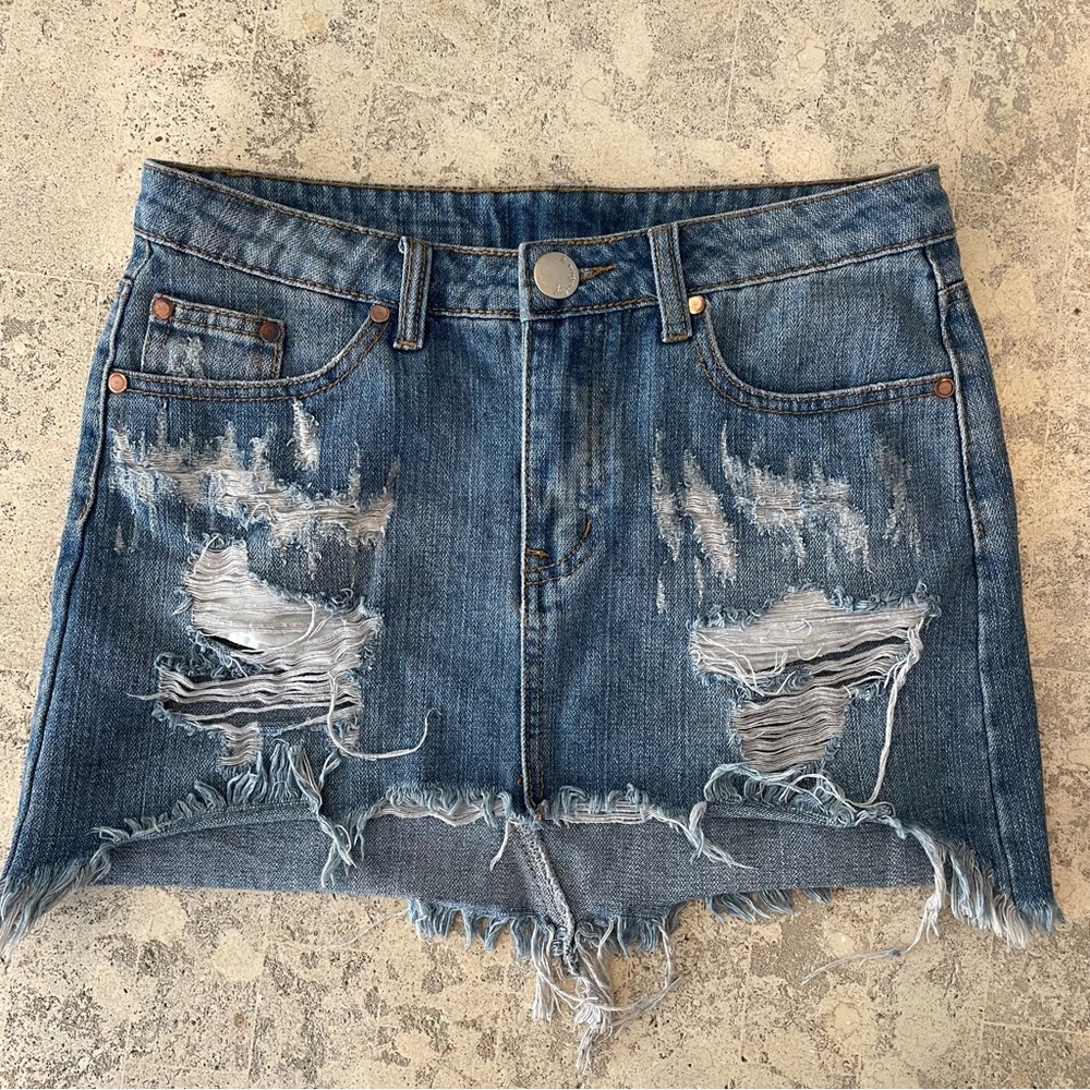 denim mini skirt